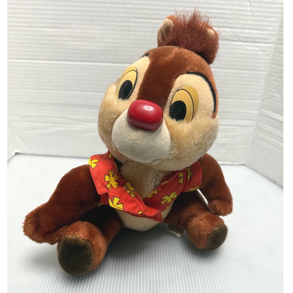 Disney World Dale Plush Toy Brown Hawaiian Shirt Red Nose Vintage